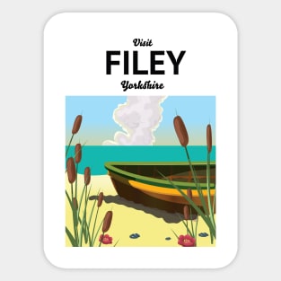 Filey Yorkshire Beach travel poster Sticker